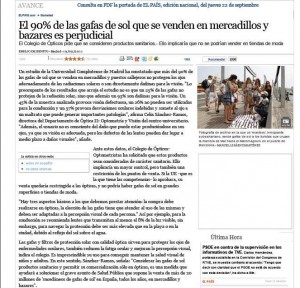 Qvision El 90% de las gafas de sol que se venden en mercadillos y bazares son perjudiciales. ElPais